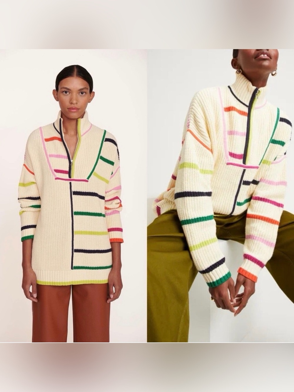 STAUD striped oversized chunky sweater size XS